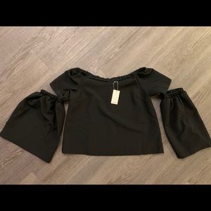 Black off the shoulder blouse